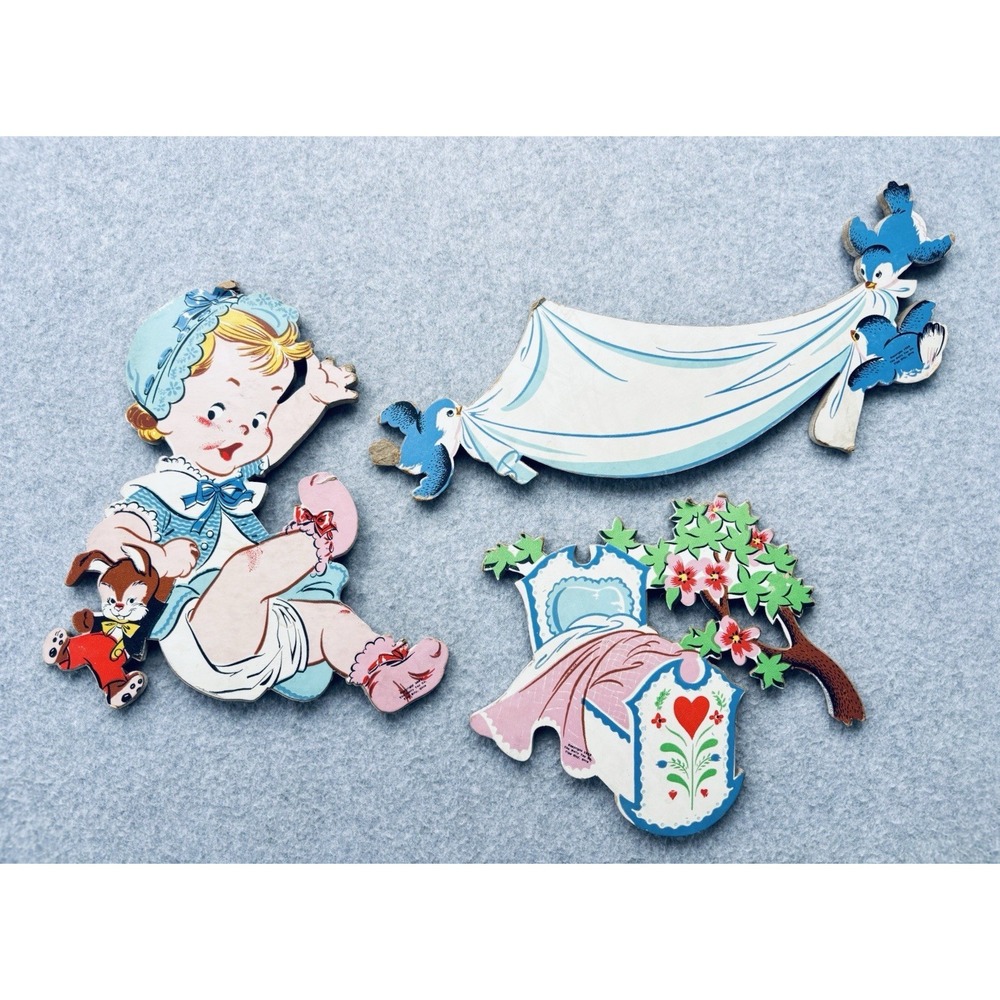 Vintage 1952 Dolly Toy Co. Mother Goose Pin Ups "Rock-A-Bye Baby" Wall Hangings